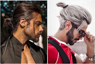 Two men with a ponytail hairstyle.