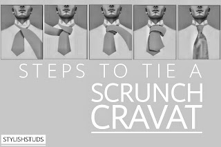 Different steps of tieing a scrunch cravat
