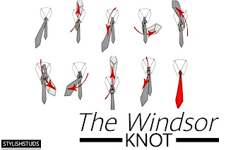 All the steps needed for tieing a windsor knot