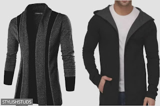 Two different images of mens cardigans
