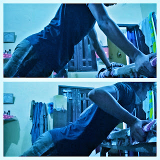 A teenager doing reverse grip inclined push ups