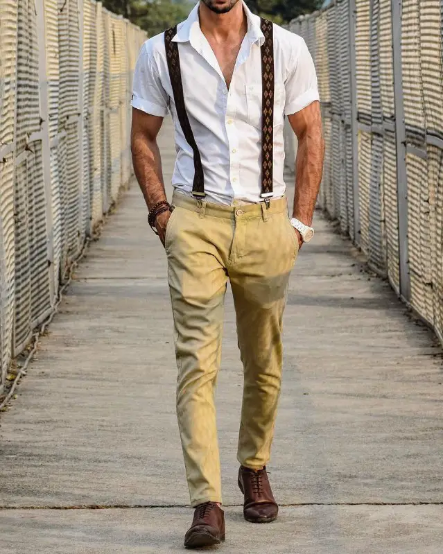 Suspenders with Half sleeves shirt and trousers