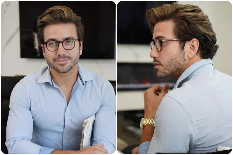 Side swept quiff, hairstyle for square face shape men.