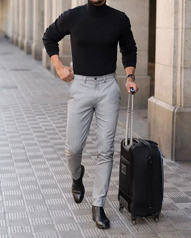 Full sleeve's high neck and trousers.