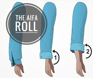 Tutorial on how to roll up your sleeve in Aifa roll.
