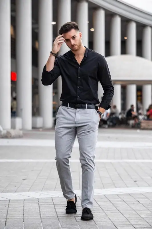 dark grey color pant matching shirt