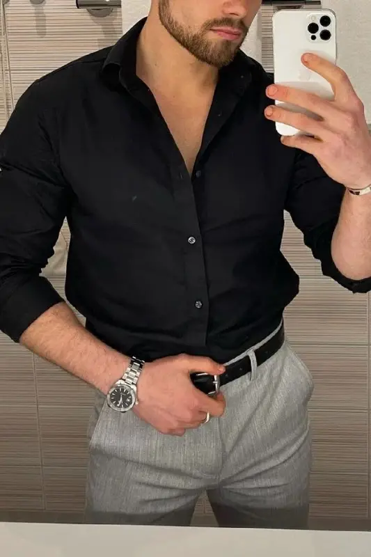 Grey Pant Black Shirt Ideas Watches