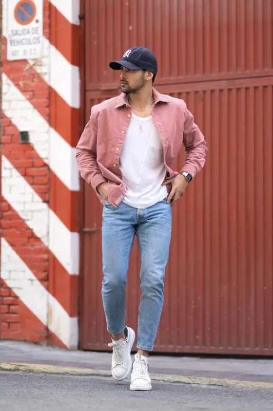 Blue jeans with pink colour shirt