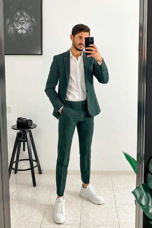 Green colour coat pant