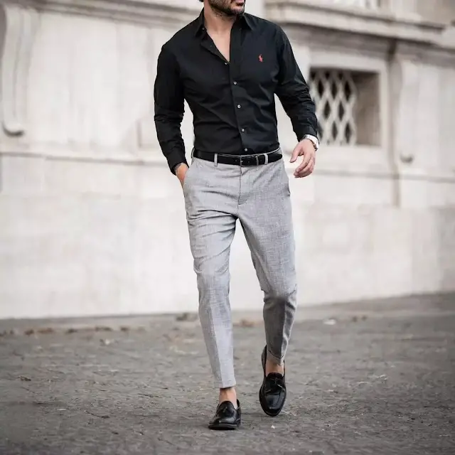 Black and Steele Grey  Formal pant shirt photo