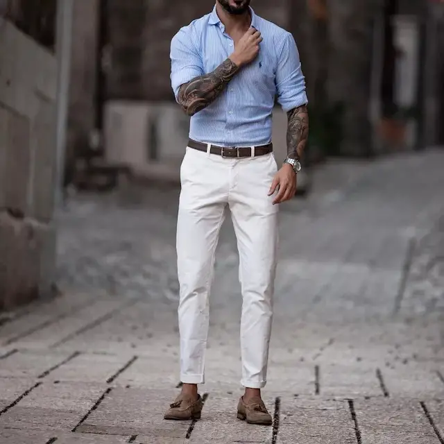 Light Blue and White Formal pant shirt photo