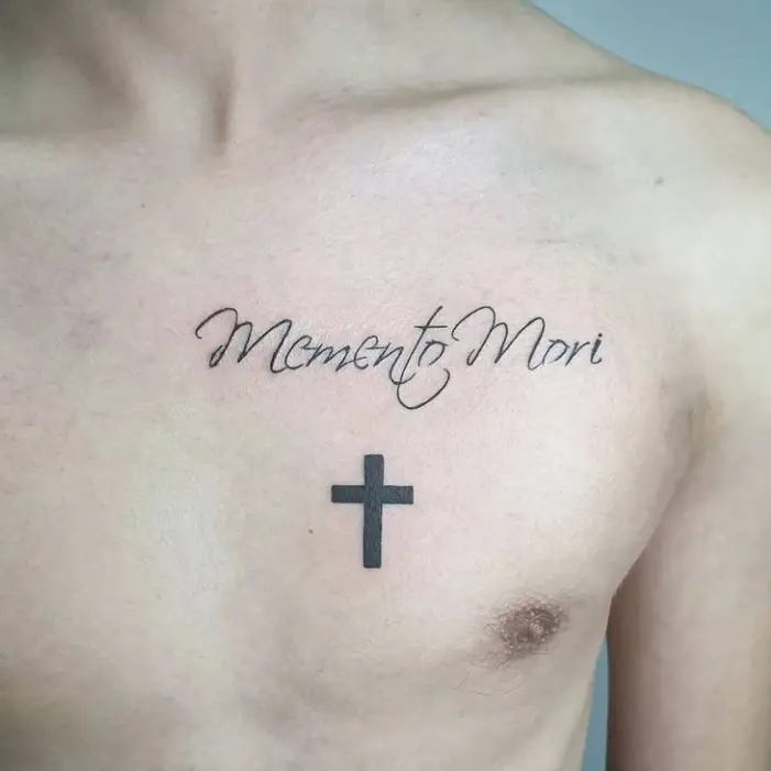 Memento Mori Tattoo On Chest