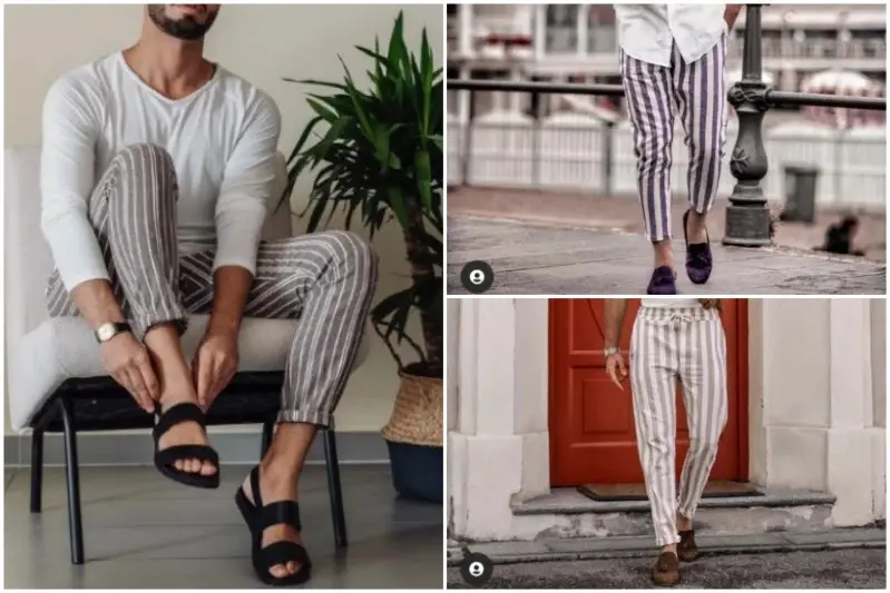 Light Blue Vertical Striped Pants Summer Outfits For Men 13 ideas  outfits   Lookastic