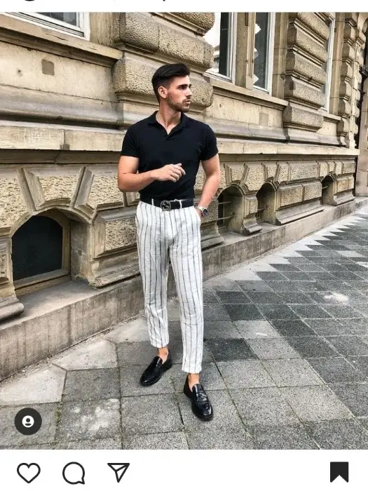 Stripes trousers with polo shirts
