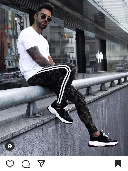Side striped Athleisure pants with crewneck t-shirt