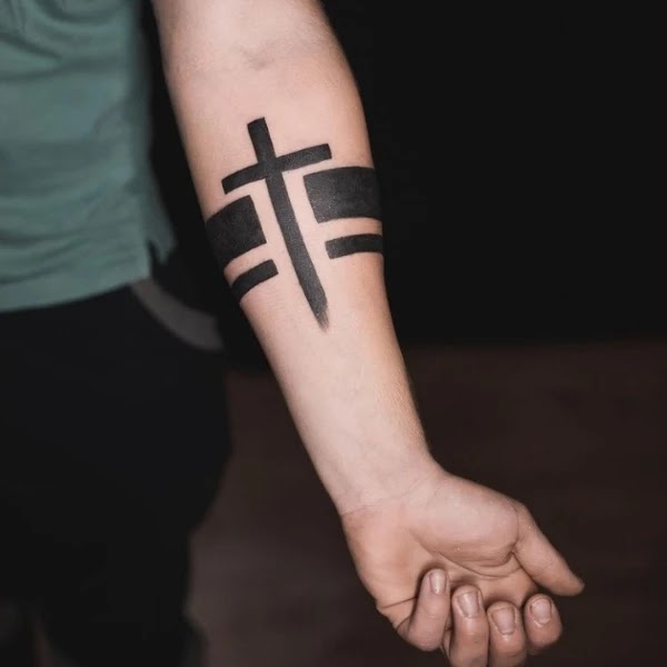 Armband forearms cross tattoo