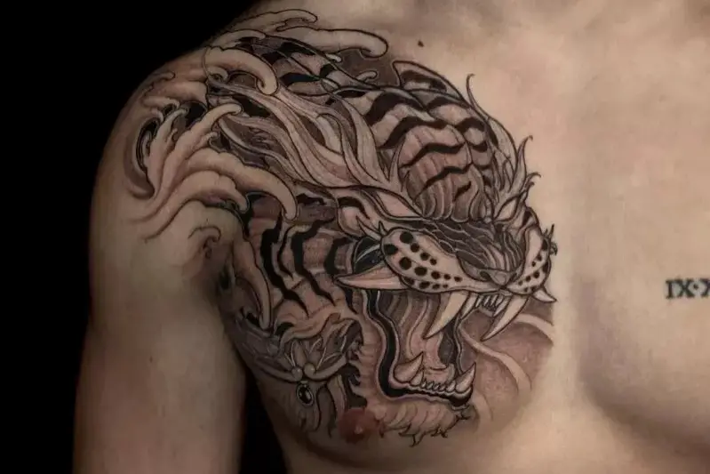 One side Chest Tatoos Male