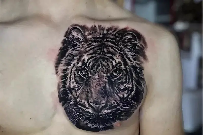Lion One side Chest Tatoos Male