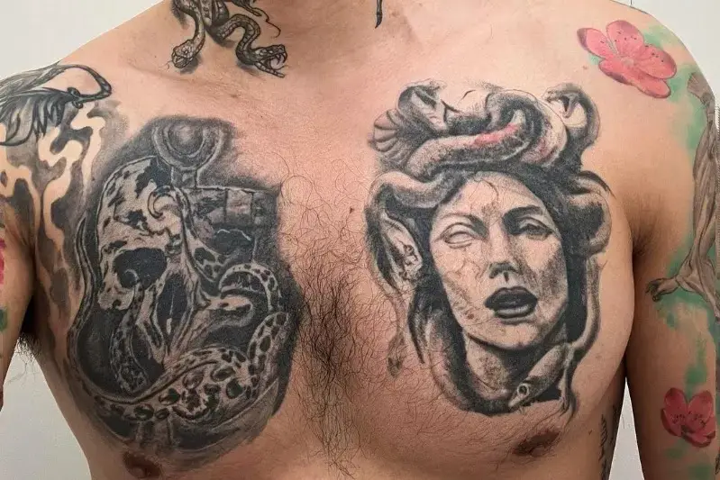 Full Chest Dense Men's Tattoo Ideas