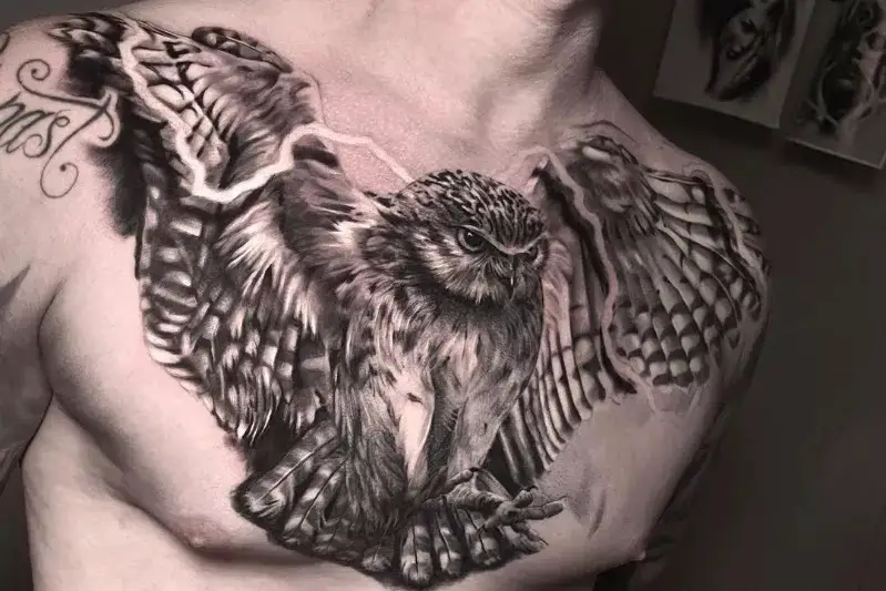 Owl Chest Tattoo Ideas Men.