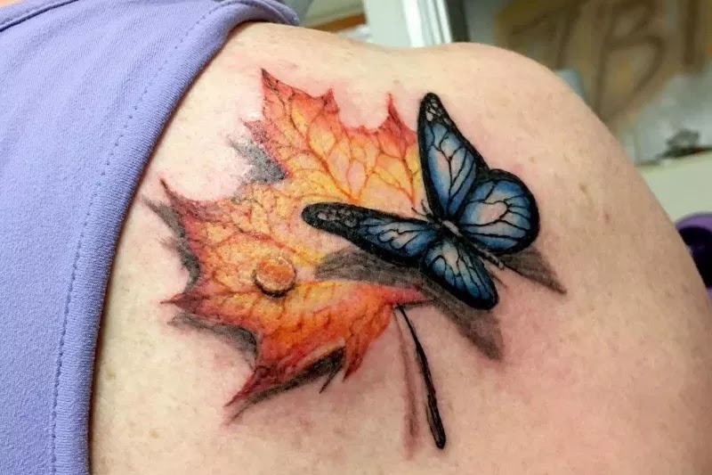 Colourful 3d tattoo designs, butterfly.