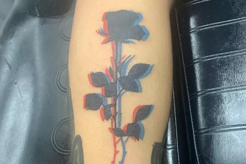 3d glitch rose tattoo designs