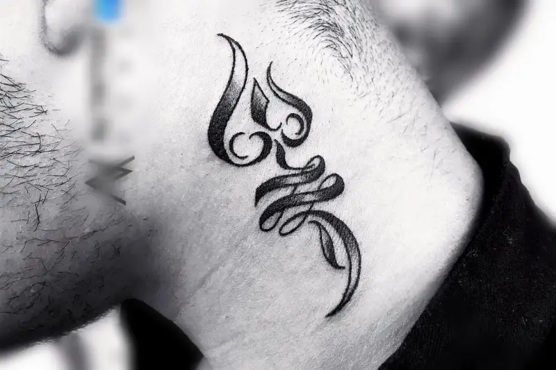 Lord Shiva Neck tattoos.