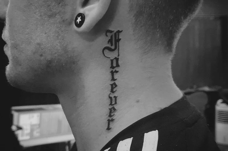 Forever, Written text (quotes, words and alphabet) Neck tattoos