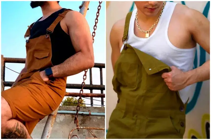 Men's dungarees/overalls fashion With tank-top.