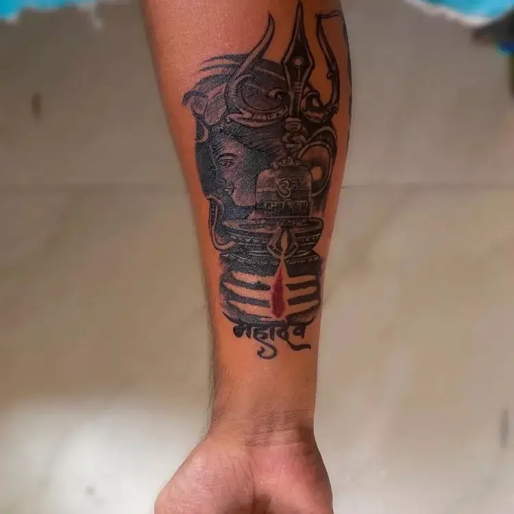 Mahadeva Tattoo on hands