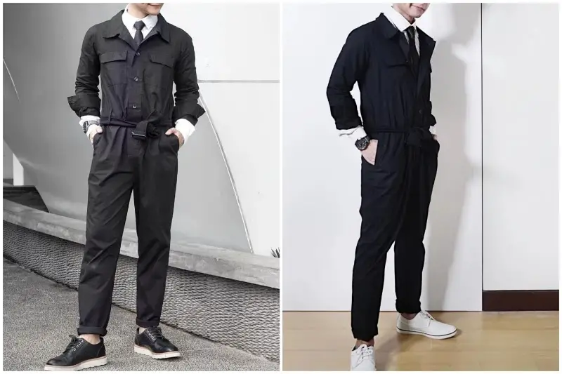 Shirts & tie, Style men's jumpsuit.