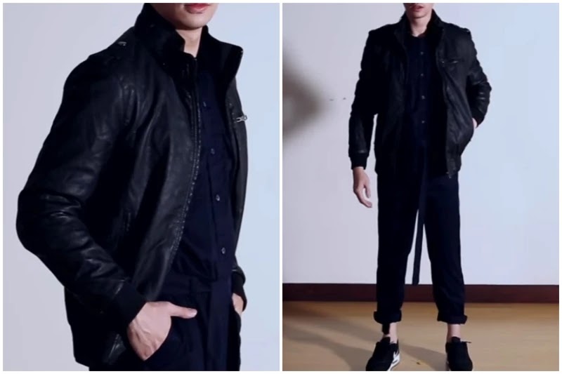 Leather jacket, Style men's jumpsuit.
