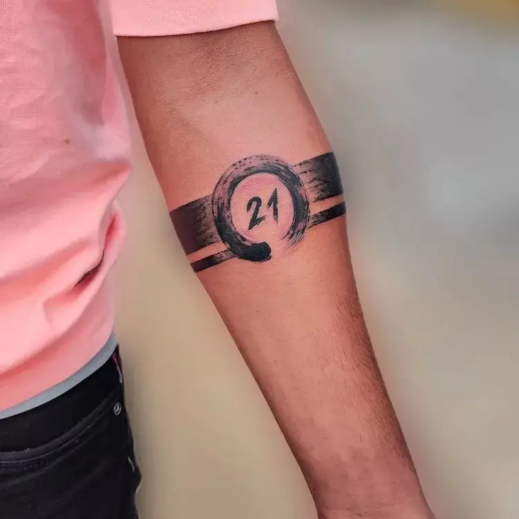 Favourite Number armband tattoo design for forearms.