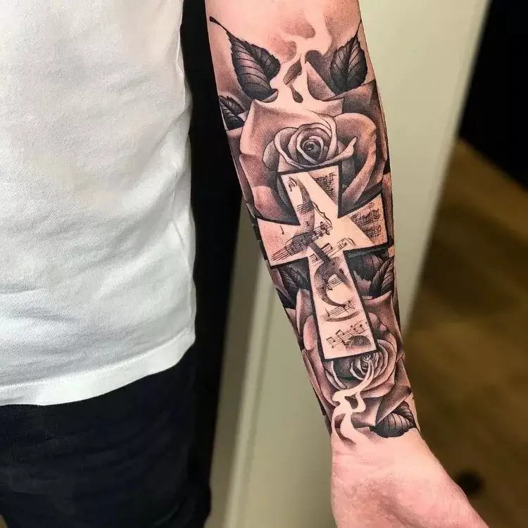 Best 40 Cross With Roses Tattoo on Arm  September 2023