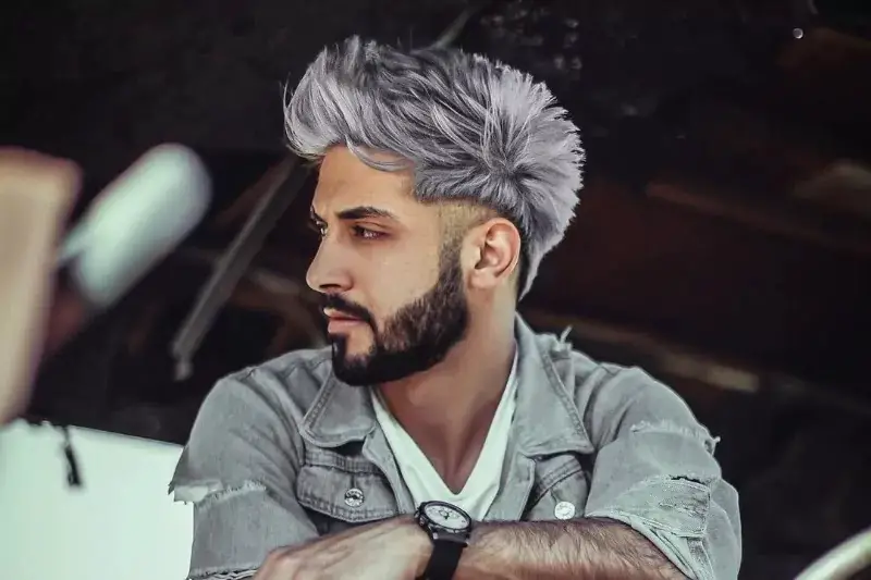 silver white hair men