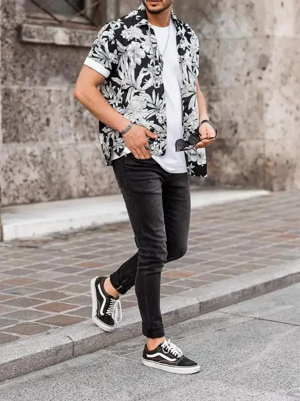 Floral design/print Half-sleeves shirts With jeans and t-shirts