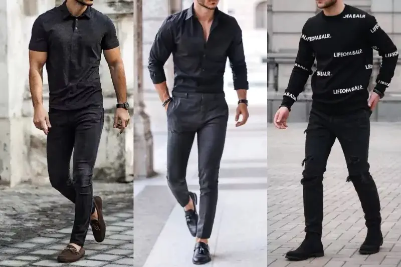 Men wearing all black outfits.