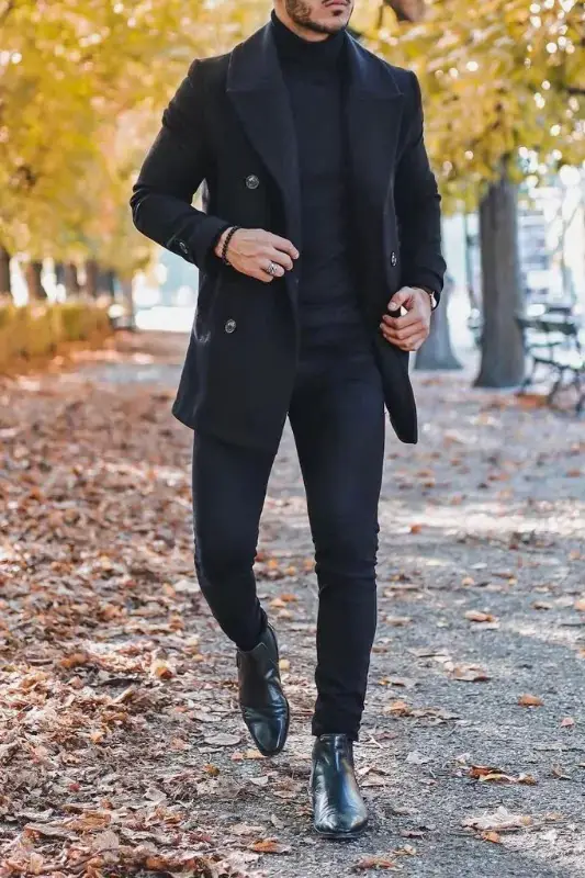 Black Overcoat, all black outfit men