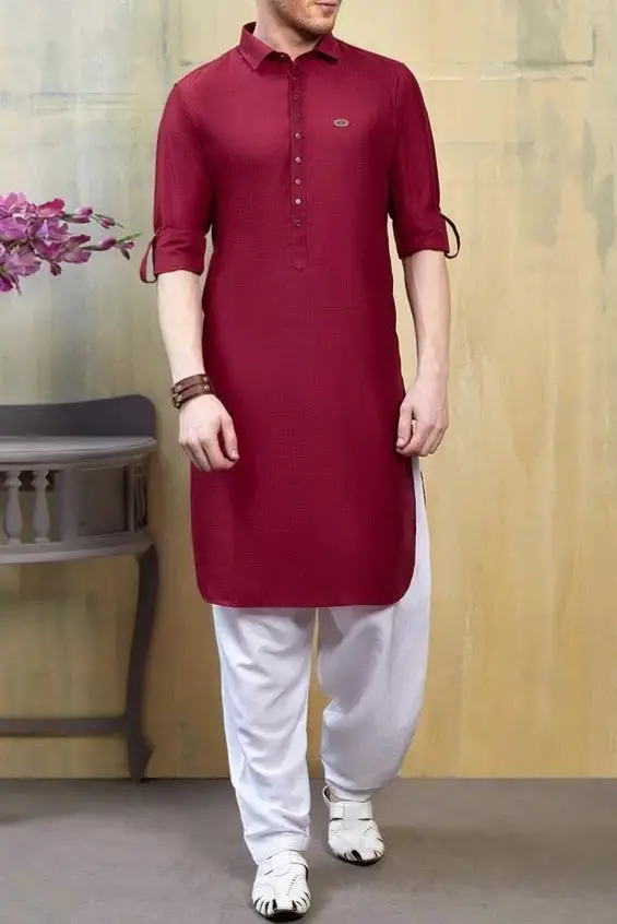 Men in red kurta and white pajama