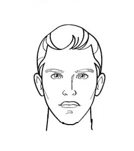 Vector sketch image of an oval face shape.