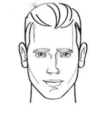 Vector sketch image of an rectangular face shape.