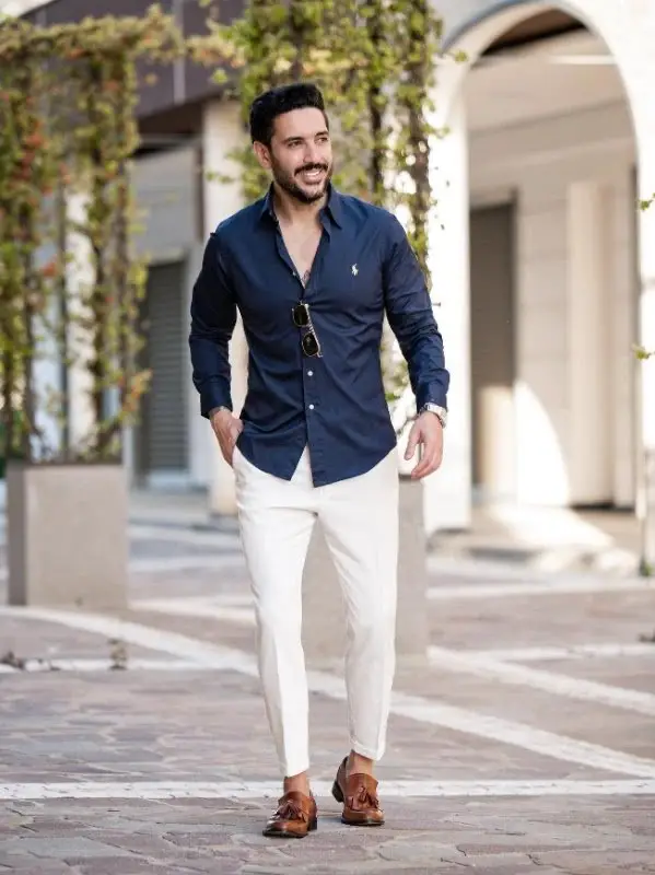 Navy Shirt with Beige Pants Outfits For Men (500+ ideas & outfits) |  Lookastic