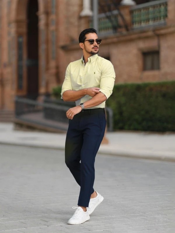 Navy Dress Pants with Yellow Shirt Outfits For Men 8 ideas  outfits   Lookastic
