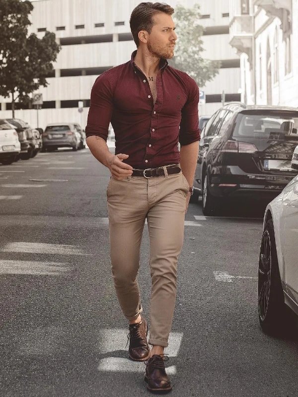 Red Shirt Matching Pant Ideas | Red Shirts Combination Pants - TiptopGents