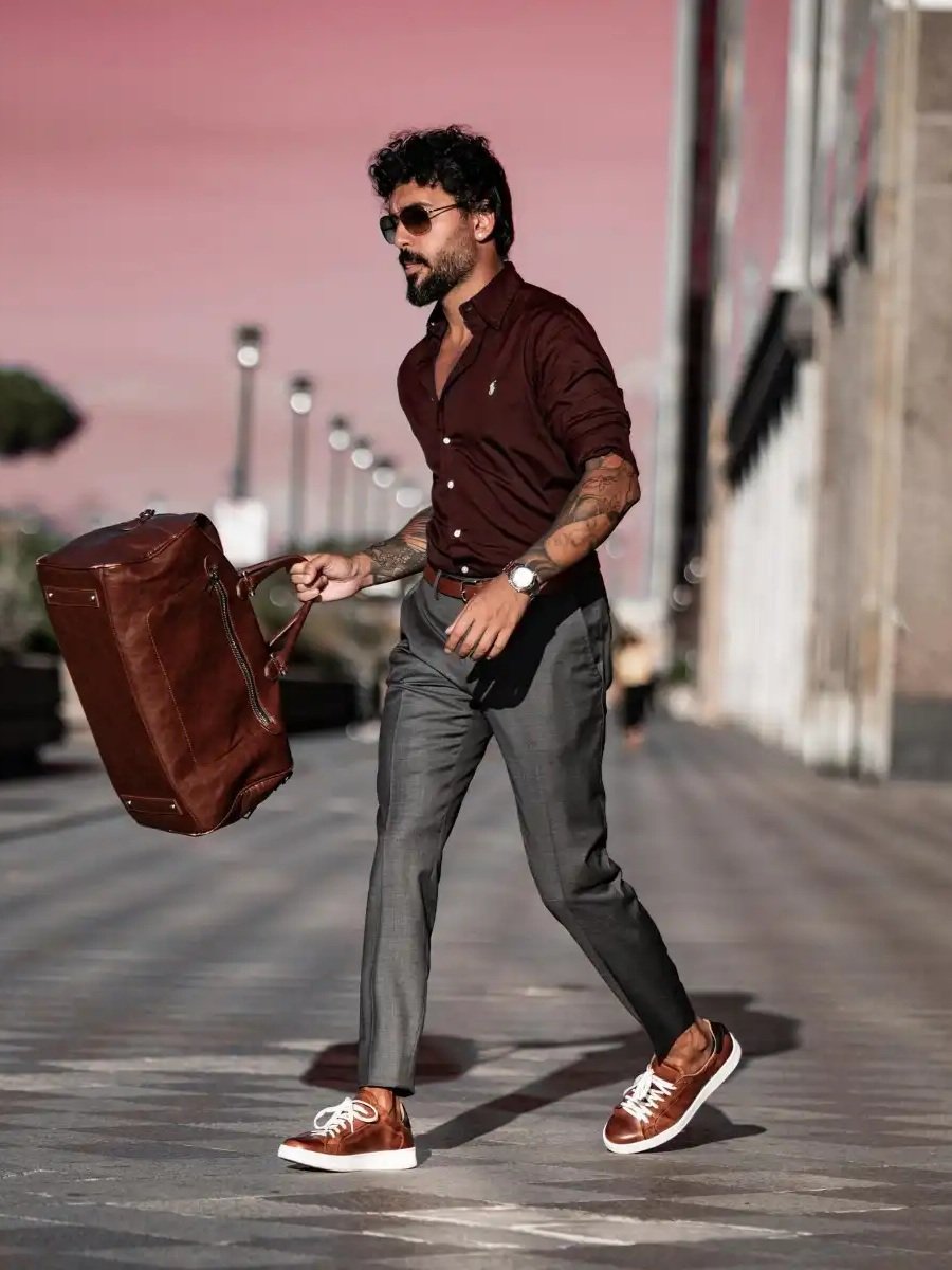 Maroon High Rise Tailored Slim Fit Pants