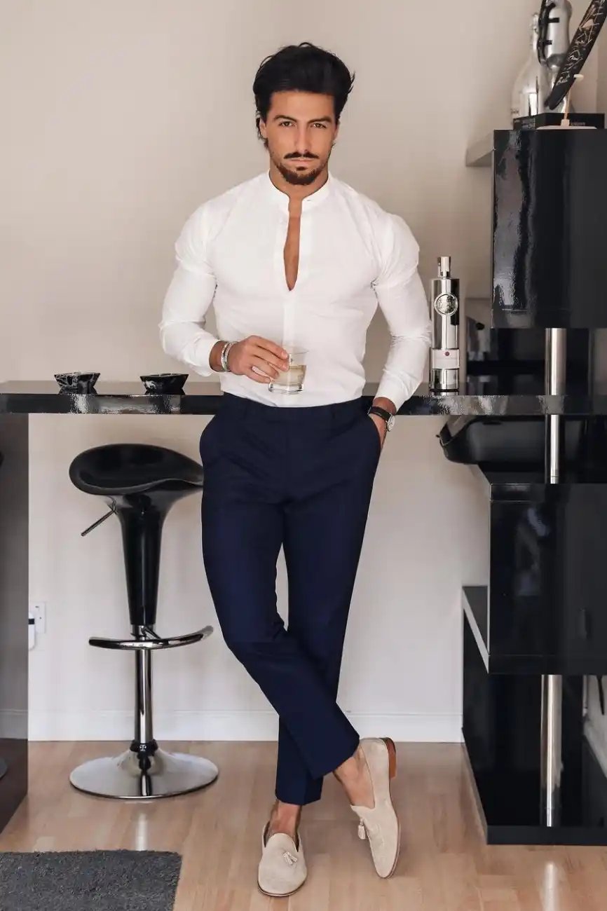White Pant And Navy Blue Shirt Combination Latvia, SAVE 58% - beleco.es