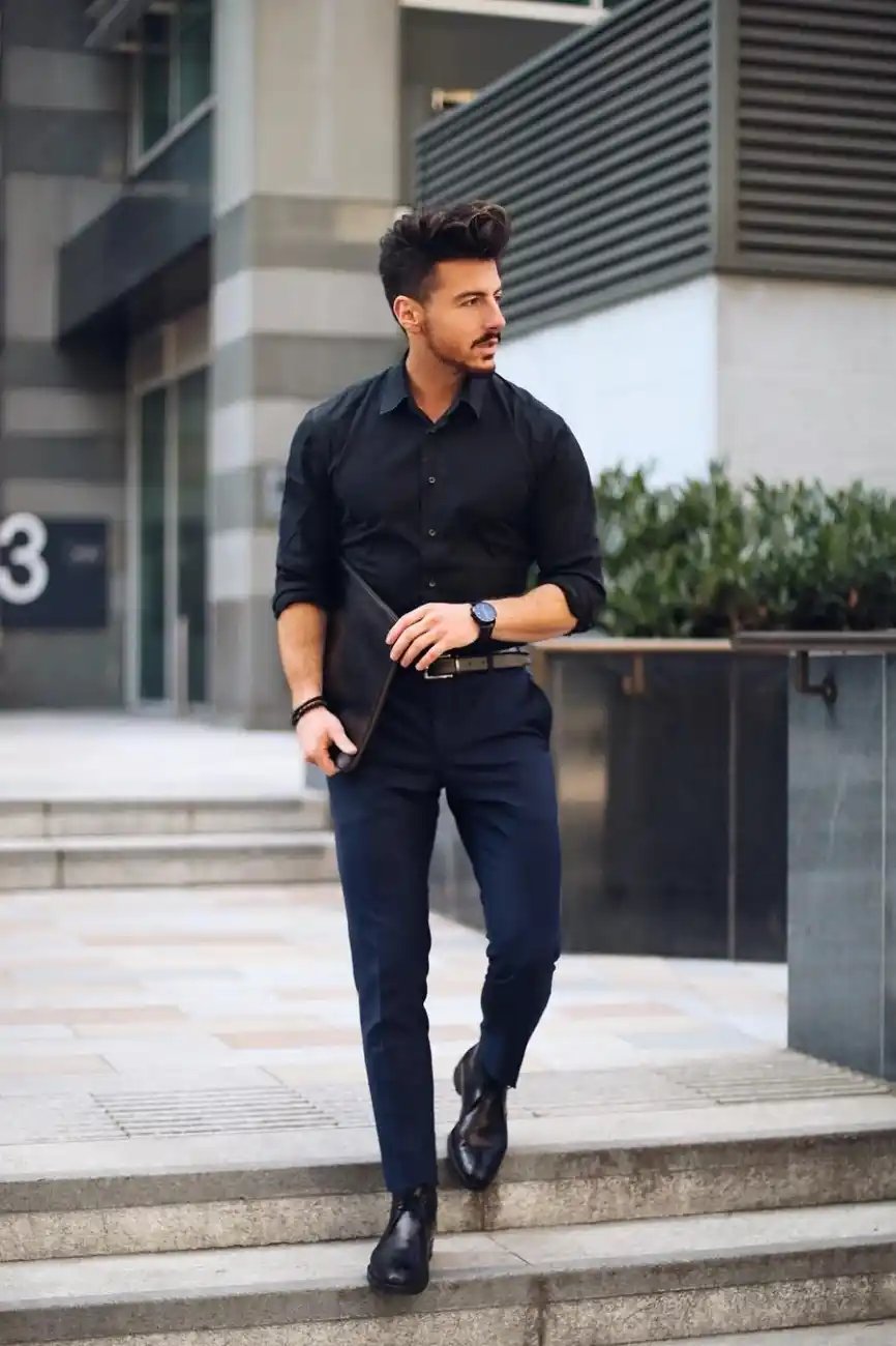 Aggregate more than 74 navy blue shirt black pants super hot - in.eteachers