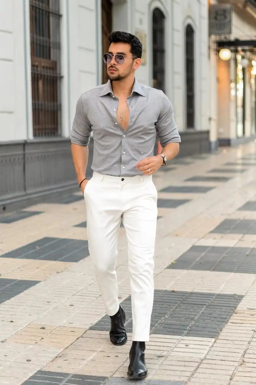 Grey Shirt Matching Pant Ideas | Grey Shirt Combination Pants - TiptopGents