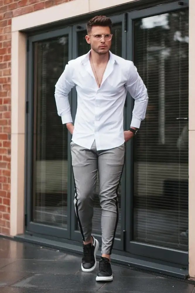 Mens Grey Pants Outfits How To Wear Grey Pants In 2023