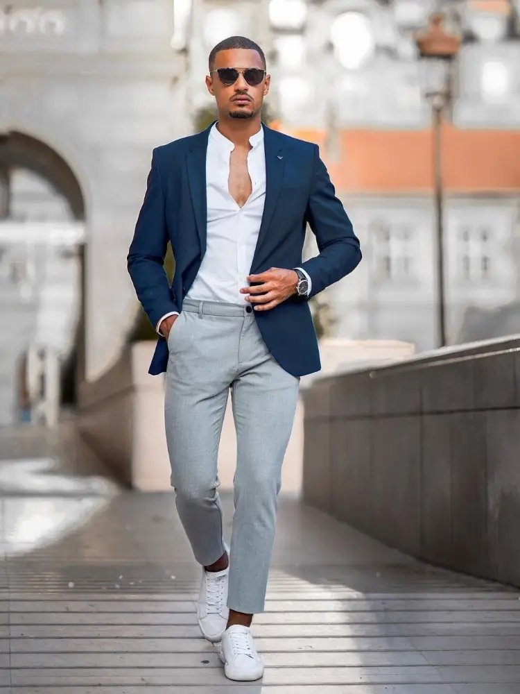 Grey Blazer  Navy Pants A Timeless Combination  FashionFests